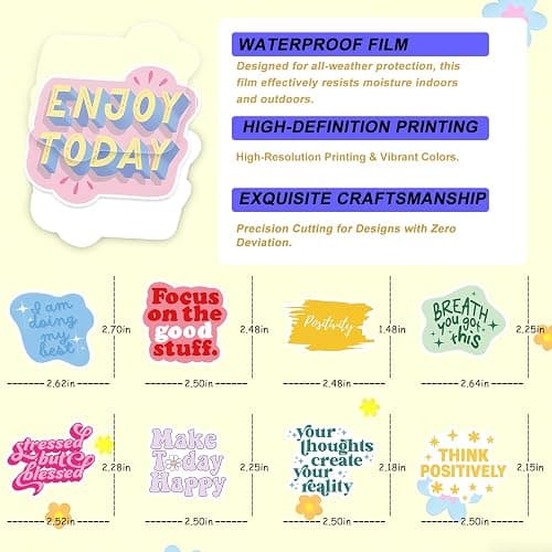 Motivational Stickers 300 Pcs Inspirational Sticker Pack, Waterproof Vinyl Stickers for Water Bottles Scrapbook Laptop Journal Skateboard Diary Luggage Suitcases Guitar Notebook Binder Cup Kindle etc thumbnail 7