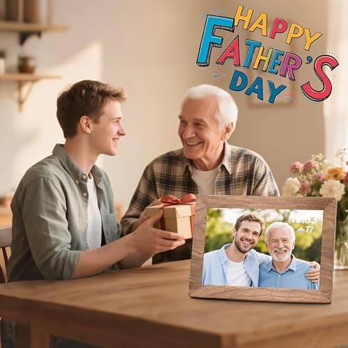 Frameo 10.1" Digital Picture Frame with 32GB Memory WiFi Electronic Photo Frame Wood 1280 x 800 IPS Touch Screen Auto-Rotate Slideshow Wall Mountable Share Photos/Video Remotely Anywhere thumbnail 8