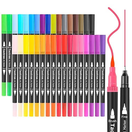 Taotree 36 Colors Dual Tip Art Markers Pens for Kids Adult Coloring Books, Artist Fine & Brush Tip Coloring Marker Drawing Pens for Journaling Note Taking Lettering Calligraphy Craft Art Supplies Set - 36 Colors thumbnail 8