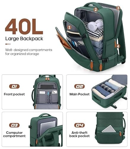 UKEIN Luggage Sets 3Piece, Carry On Luggage 20in Suitcase Set With Backpack | Carry On Suitcase with Spinner Wheels,PC Durable Hardside with TSA Lock,YKK Zippers,22x14x9 Airline Approved For Travel thumbnail 6