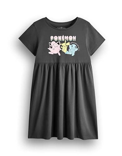 Pokemon Girls Dress Pack of 2 | Dark Grey & Tan Short Sleeve Summer Dresses Graphic Daywear - 7-8 Years thumbnail 4