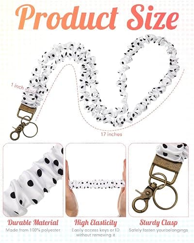 Geyoga Scrunchie Teacher Lanyard for ID Badge, Stretchy Neck Key Lanyards for Women Men, Long Lanyard for Back to School Gift thumbnail 2