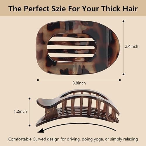 OWill 4 Stück Leopard Haarklammern für Damen,Flache Haarspangen,Haarspangen Damen Dünnes Haar,Haarklammer Gebogenes Design,Flat Claw Clip für Dünnes Haar und Dickes Haar thumbnail 2