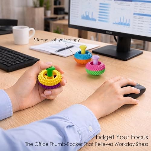 Silicone Thumb Rocker Fidget Toys for Kids Adults ,4PCS Stress Relief Sensory Toys for Autism ADHD Anxiety,Fun Textures Gadgets,Office Desk Toy,Stocking Stuffers for Women Men Teen Gifts thumbnail 2