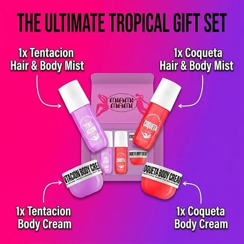 Miami Mami Tentacion Conqueta Gift Set for Women, Body Mist and Cream, 3.4 Fl Oz, Fruity Floral Vanilla, Eau de Parfum thumbnail 2