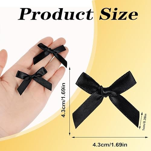 AOZUO 100 Pieces Tiny Bows, Mini Black Bows DIY Satin Fabric Bow Gift Wrapping Small Ribbon Bow Premade for Treat Bags Cake Pops Candy Wedding Favors Bridal Shower Christmas Decor(Black) thumbnail 3