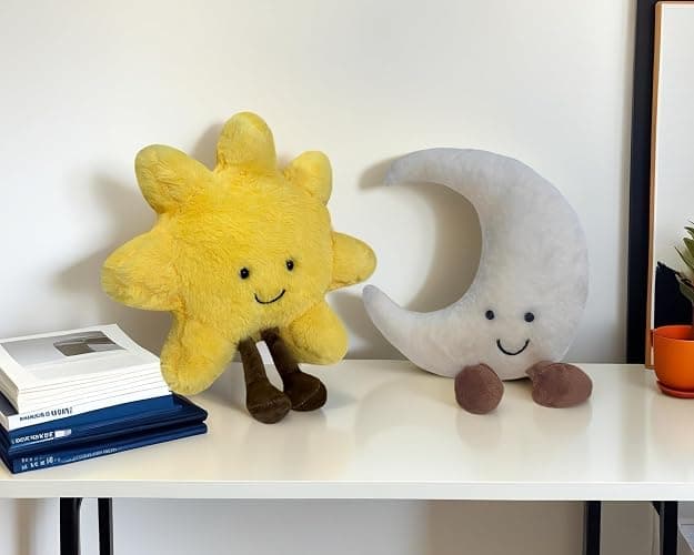New Sun Plush Moon Plush Toy,Soft Bedside Sofa Pillows Stuffed Animal Plushie Doll Toys Room Decoration Gift for Kids Children (Sun+Moon) thumbnail 4