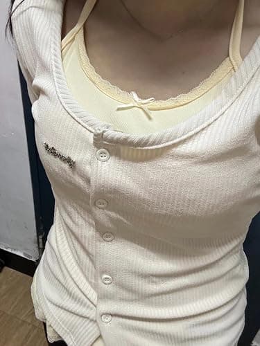 Fake 2 Piece Halter Lace Top Women Vintage Grunge 2000s Mcbling Tshirts 90s Long Sleeve Streetwear Y2k Shirts thumbnail 3
