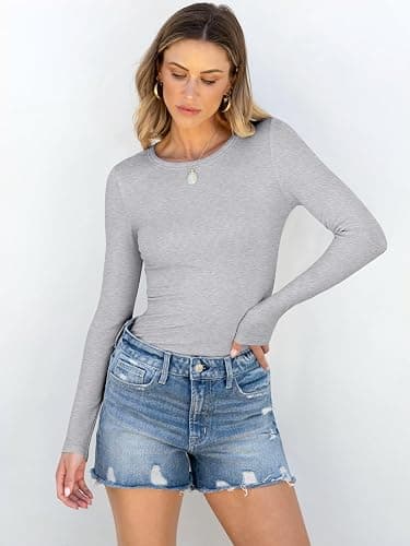 ANRABESS Women Long Sleeve Shirts Rib Knit Slim Fit Tops Basic Tee 2025 Fall Outfits Casual T-Shirt Underscrubs Layer Clothes thumbnail 2