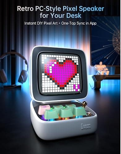 Divoom Ditoo Retro Pixel Art Game Bluetooth Speaker with 16X16 LED App Controlled Front Screen (White) thumbnail 2
