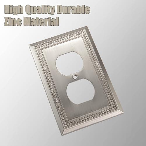 Henne Bery Sunken Pearls Heavy Duty Decorative Wall Plate Switch Plate Outlet Cover (Single Duplex, 2 Pack, Satin Nickel) thumbnail 4