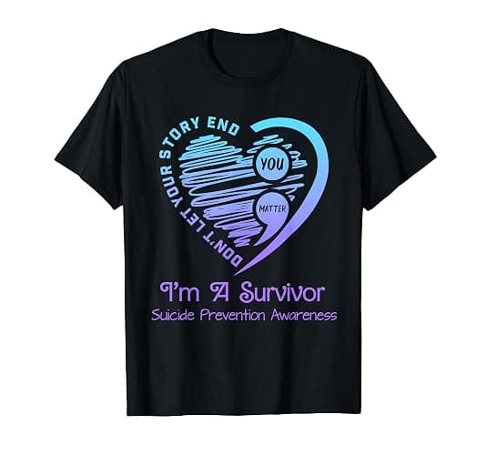 Suicide Prevention Awareness Month Teal & Purple Ribbon T-Shirt - Image 1
