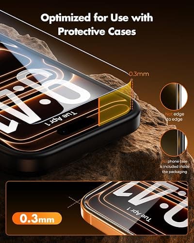 UNBREAKcable for iPhone 17 Pro Max Screen Protector [Quick-Installation Box] 3-Pack 9H+ Hardness Shatterproof Tempered Glass [99.99% HD Clear] [Case Friendly] [Bubble Free] for iPhone 17 Pro Max 6.9" thumbnail 5