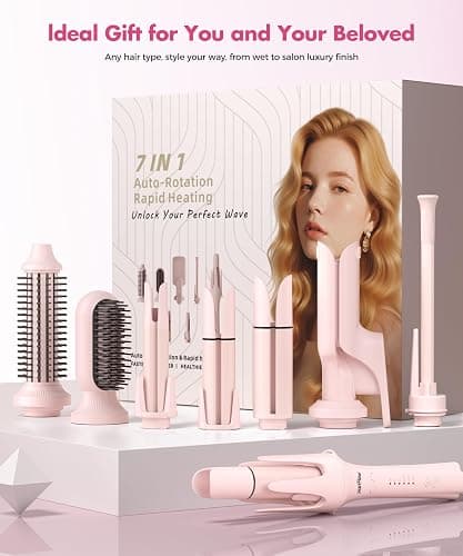 HarrFlow Automatic Hair Curler for Women 7 in 1 Curling Iron & Hair Straightener Brush with 3 Heat Settings, Timer, 300M Negative Ions & Dual Voltage for Frizz-Free Curls at Home & Travel thumbnail 8