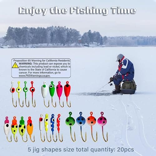 Ice Fishing Jigs Luminous Ice Fishing Lures Glowing Jig Gear Winter Fishing Jigging for Crappie Pike Panfish Walleye Perch Bluegill 6pcs/20pcs thumbnail 5