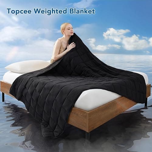 Topcee Weighted Blanket for Adults (20 lbs, 60" x 80") Queen Size Soft Cooling Heavy Blanket Sleeping, Apply to 190-210 lbs Body, Thick Breathable Blanket with Glass Bead, Easy Care - 10-black - 60"×80"-20lbs thumbnail 2