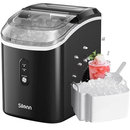 Nugget Ice Maker Countertop, Silonn Chewable Pellet Ice Machine with Self-Cleaning Function, 36lbs/24H Portable Ice Makers for Home Kitchen Office, Black - Image 1