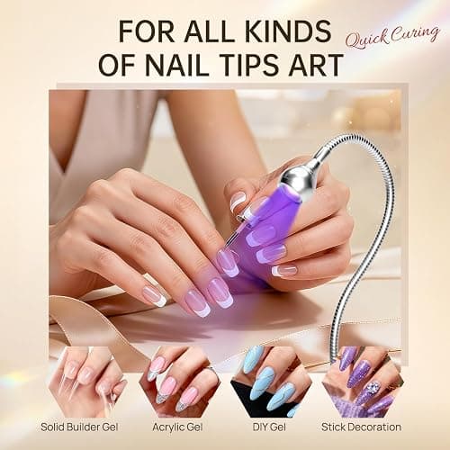 AORAEM U V Nail Lamp,Sliver 3W U V Light for Nails 35NM U V Gel X Nail Lamp with Gooseneck and Clamp for Gel Nail (AA-Silver) thumbnail 5