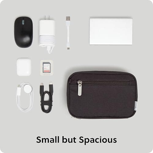 U Brands Dual Zip Canvas Tech Organizer Pouch, 7.8" x 5" Cord Organizer, Computer Accessories, Travel Essentials, Travel Gifts for Men Who Have Everything, Electronics, Slate Gray thumbnail 5