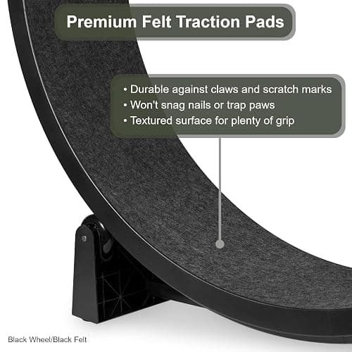One Fast Cat - Cat Exercise Wheel - Gen. 7 - Safe 48" Diameter - Made in The USA - Black Wheel with Black Felt Traction Pads and Solid Inline Wheels thumbnail 3