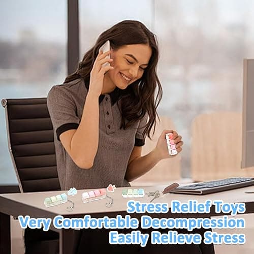 Keyboard Fidget Toys Adults, 2 PCS Fidget Keyboard Keychain Silent Keyboard Clicker Fidget Toy Stress Relief Anxiety Sensory Fidget Toys Colorful Keyboard Fidget Clicker thumbnail 6