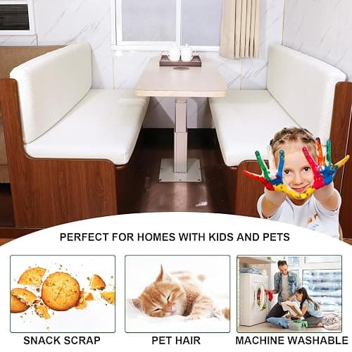 CRFATOP 4pc RV Dinette Cushion Covers Soft Camper Booth Seat Slipcover,32 | 2 Bench Cover & 2 Backrest Cover, Stretch Camper Cushion Couch Covers, Washable Slipcovers for RV Camper Car Bench thumbnail 6