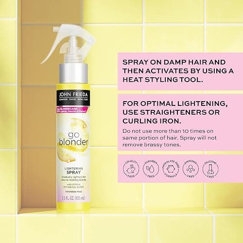 John Frieda Go Blonder Lightening Spray, Controlled Hair Lightener to Gradually Lighten Hair, with Citrus and Chamomile BlondMend Technology, 3.5 Oz thumbnail 3