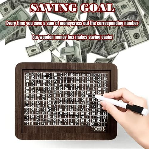 Cash Vault Wooden Savings Box,Piggy Bank for Adults Kids,3D Puzzle Coin Bank with Counting Target,Timber Savings Goals for Boys Grils Money Box (1000 Dollar(Small Size)) thumbnail 4