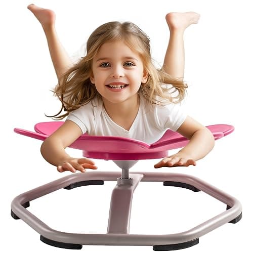 ROBUD Kids Sensory Swivel Chair, Kids Swivel Chair | with Non-Slip Design, Training Body Coordination, Flower Shape Wobble Chair, No Assembly, Pink thumbnail 8