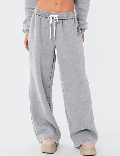 LOMON Wide Leg Sweatpants Women Fleece Sweat Pants Fall Spring Clothes 2026 Teen Girl Baggy Jogger Sweatpant with Pockets thumbnail 2