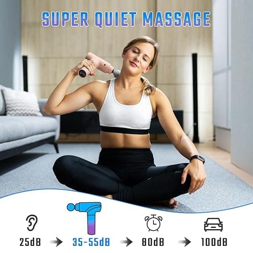 cotsoco Massage Gun, Muscle Massage Gun with 9 Attachment Heads 20 Speeds & Silent Brushless Motor, Handheld Percussion Back Massager Gun for Athletes (Pink) thumbnail 4