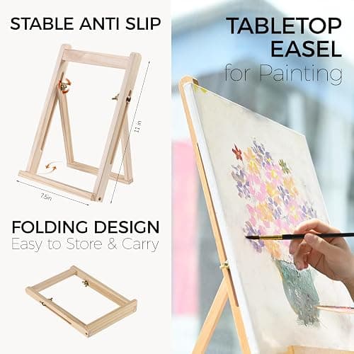 Acrylic Art Set, 41 PCS Painting Kit, Acrylic Paint Set for Kids, Painting Supplies with 24 Acrylic Paints, 1 Wooden Easel , 4 Canvas Panels, 8 Paint Brushes, Drawing Pad, Art Supplies for Kids Adults thumbnail 4