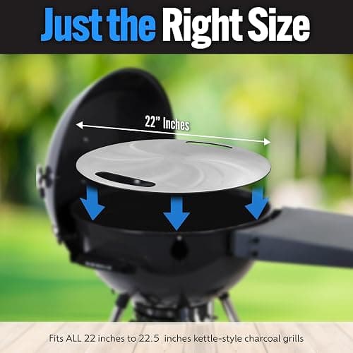 SnS Grills Slow 'N Sear Carbon Steel Flat Top Plancha Griddle - Rotating Durable Griddle for Kettle Grill BBQs - Outdoor Cooking Accessory - Fits 22” Kettles thumbnail 3