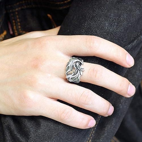 Glow in The Dark Rings Luminous Dragon Ring for Men and Women Allergy Free Gothic Punk Creative Embossed Dragon Pattern Animal Ring Glowing Halloween Anniversary Party Jewelry Light-Emitting Gift thumbnail 3