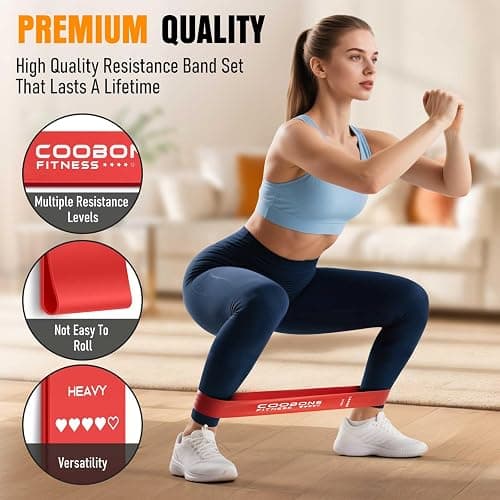 Resistance Bands for Working Out, Exercise Bands Resistance Bands Set with 5 Resistance Levels, Latex Loop Bands for Women Men, Workout Bands for Legs, Glutes, Strength Training, Yoga, Home Gym thumbnail 4