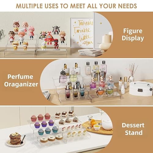 Anglelife Large Acrylic Risers, 8 Pcs 2 Set (7”L~8”L~9”L) Rectangular Stands Shelf Clear for Decor, Clear Display Risers Cake Shelves Retail Shoe Showcase thumbnail 6