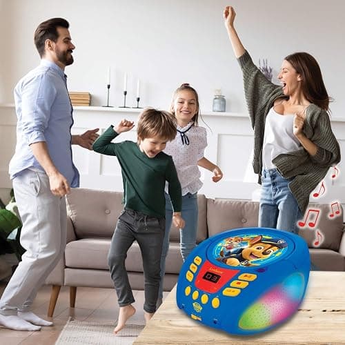 Lexibook - Paw Patrol - Bluetooth CD Player for Kids – Portable, Multicoloured Light Effects, Microphone Jack, Aux-in Jack, AC or Battery-Operated, Girls, Boys, Blue/Red, RCD109PA thumbnail 6