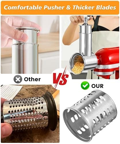 FavorKit Stainless Steel Salad Maker Attachment for KitchenAid Mixers, Large Slicer Shredder & Cheese Grater Accessories with 4 Blades,Dishwasher Safe thumbnail 4