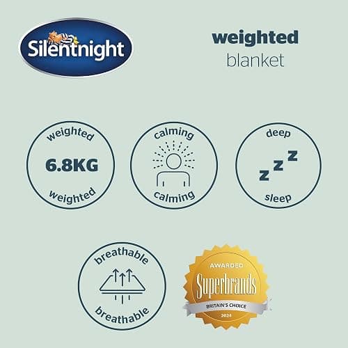 Silentnight Wellbeing Weighted Blanket - Anxiety & Stress Relief for Adults Insomnia Therapy - Sensory Calming Heavy Quilted Hug Blanket - 6.8kg, 150x200cm, Grey thumbnail 8