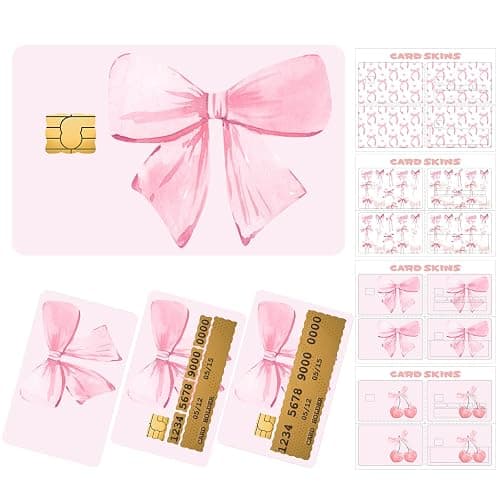 Honoson 16 Pcs Credit Card Skin Cover Set Debit Card Stickers Elegant Waterproof PVC ID Cover Anti-wrinkling for Transportation Fun Gift Idea(Bow,Pink) thumbnail 7