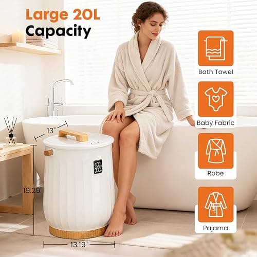 Sweetcrispy Towel Warmer for Bathroom, 20L Towel Heater with 4 Time Settings & Auto-Off, Fast Heating Blanket Warmer for Home, Safety Child Lock and Temp-Alert Design for Towels, Bathrobes, Blankets thumbnail 4