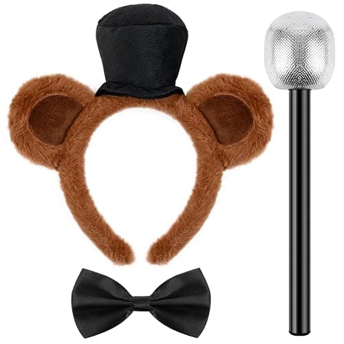Kavoc 3Pcs Bear Costume Set Include Bear Headband Black Bow Tie and Microphone Prop for Halloween Fancy Dress Up - Image 1