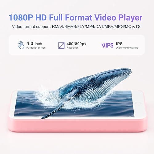 80GB MP3 Player with Bluetooth and WiFi, Oilsky 4.0" IPS Touch Screen MP3 Player with Speaker, Music Player with Spotify, Audible, Amazon Music, Pandora, MP4 Android Music Player Up to 512GB (Pink) thumbnail 5