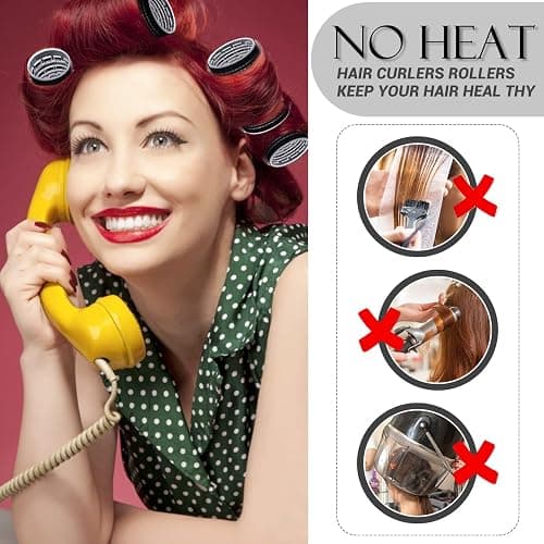 Hair Curlers Rollers, 12Pcs Hair Rollers Hair Curlers Self Grip Holding Rollers with 12 Pcs Hair Clips for Long Medium Short Thick Fine Thin Hair Bangs Volume thumbnail 4