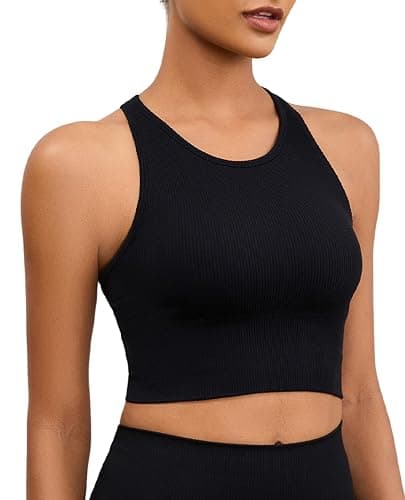 AegisChic Yoga Sports Seamless Bras for Women Longline Tank Top with Built-in Gym Workout Racerback Bra Tops thumbnail 8