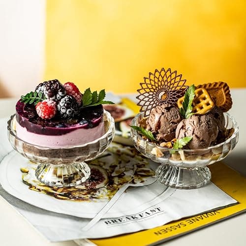 JGKYLDZ Vintage Glass Dessert Bowls 6oz, Lead-Free Glass Ice Cream Bowl, Small Fruit and Candy Goblet Plate for Ice Cream, Sundae, Pudding, Yogurt, Pastry, Cake, Dessert, Fruit, Snack (10) thumbnail 2