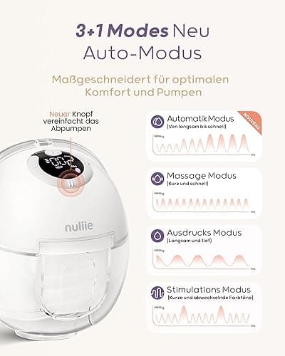 Nuliie Milchpumpe Elektrisch tragbare S32, Elektrische milchpumpe freihändig 4 Modi 9 Stufen mit 18/21/24 mm komfortabler Flansch, Privat, mit Ersatzzubehör im Lieferumfang (2Packs, Weiß) - 2 Packs - Weiß thumbnail 6
