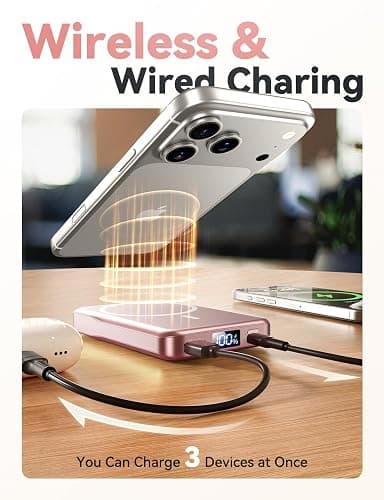Magnetic Portable Charger, 10000mAh Power Bank, 20W Fast Charging for Magsafe Battery Pack, Travel Essential Wireless Charger Compatible with iPhone 17/16/15/14/13/12 Pro/Max/Air/Plus Series, Samsung thumbnail 5