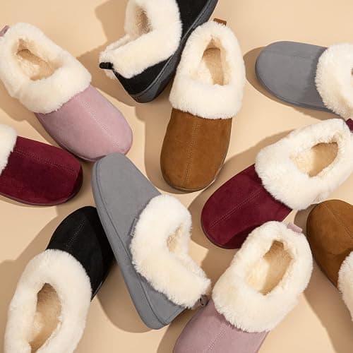 FamilyFairy Women's Warm Bootie Slippers Winter Cozy House Shoes Non Slip Indoor Outdoor with Fuzzy Collar thumbnail 6