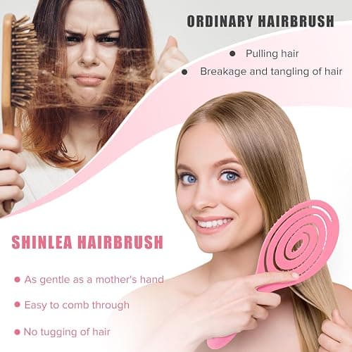 SHINLEA Detangle Hair Brush, Detangling Wet Spiral Hairbrush for Women, Men, kids, Vented Detangler for Blow Drying, Glide Through Tangles For All Hair Types (Pink) thumbnail 6